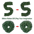 16FT Christmas Garland with LED Lights Pre Lit Stairs Home Fireplace Bushy Pine — on a clean white background