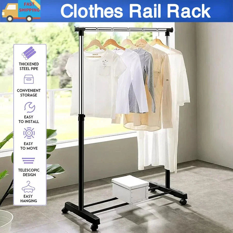 Metal Clothes Rail Storage Garment Shelf Hanging Display Stand Rack — alternate product view 5
