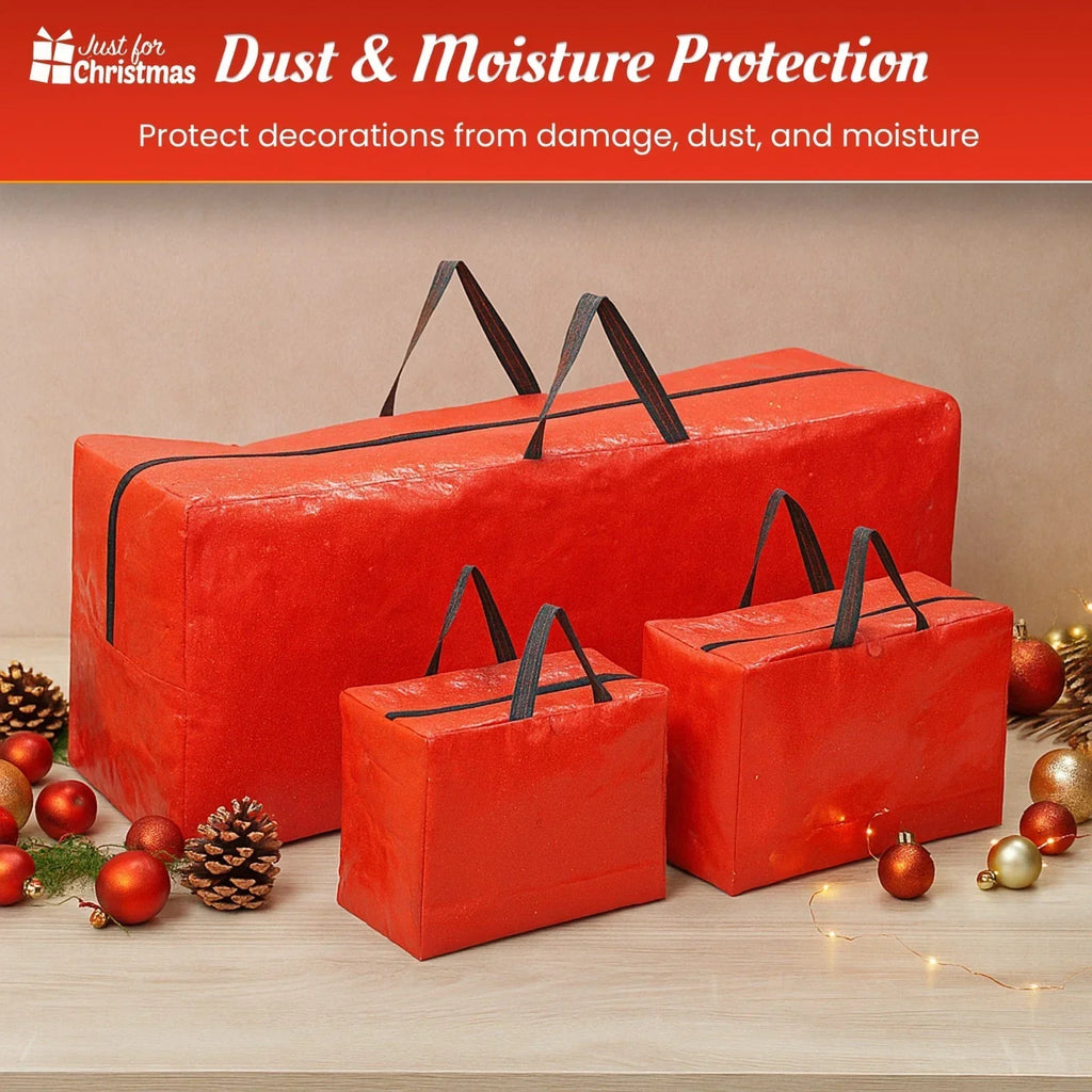Christmas Storage Bags Xmas Tree Decorations Storage Zipper Bags with Handles x3 — alternate product view 6