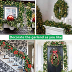 9ft Bushy Pine XMAS Christmas Garland with Lights for Stairs Outdoor Decorations — alternate product view 8