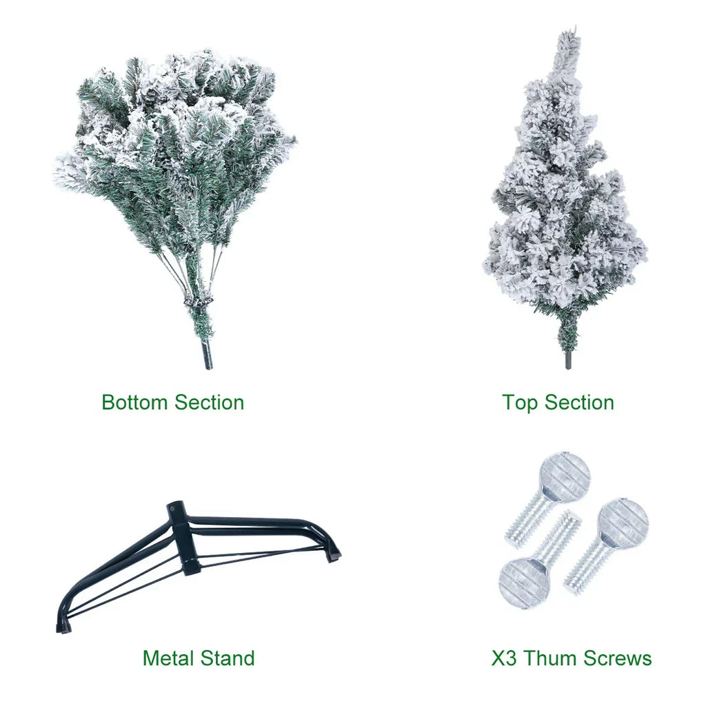 5/6FT Snow Flocked Christmas Tree Bushy Branch Xmas Home Decoration In&Outdoor — alternate product view 8