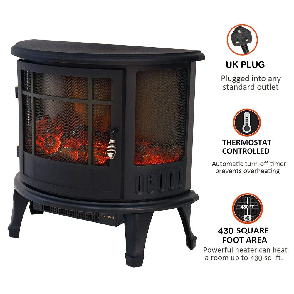 Electric Fireplace Log Burning Flame Effect Stove Fire Heater Thermal Wood — alternate product view 4