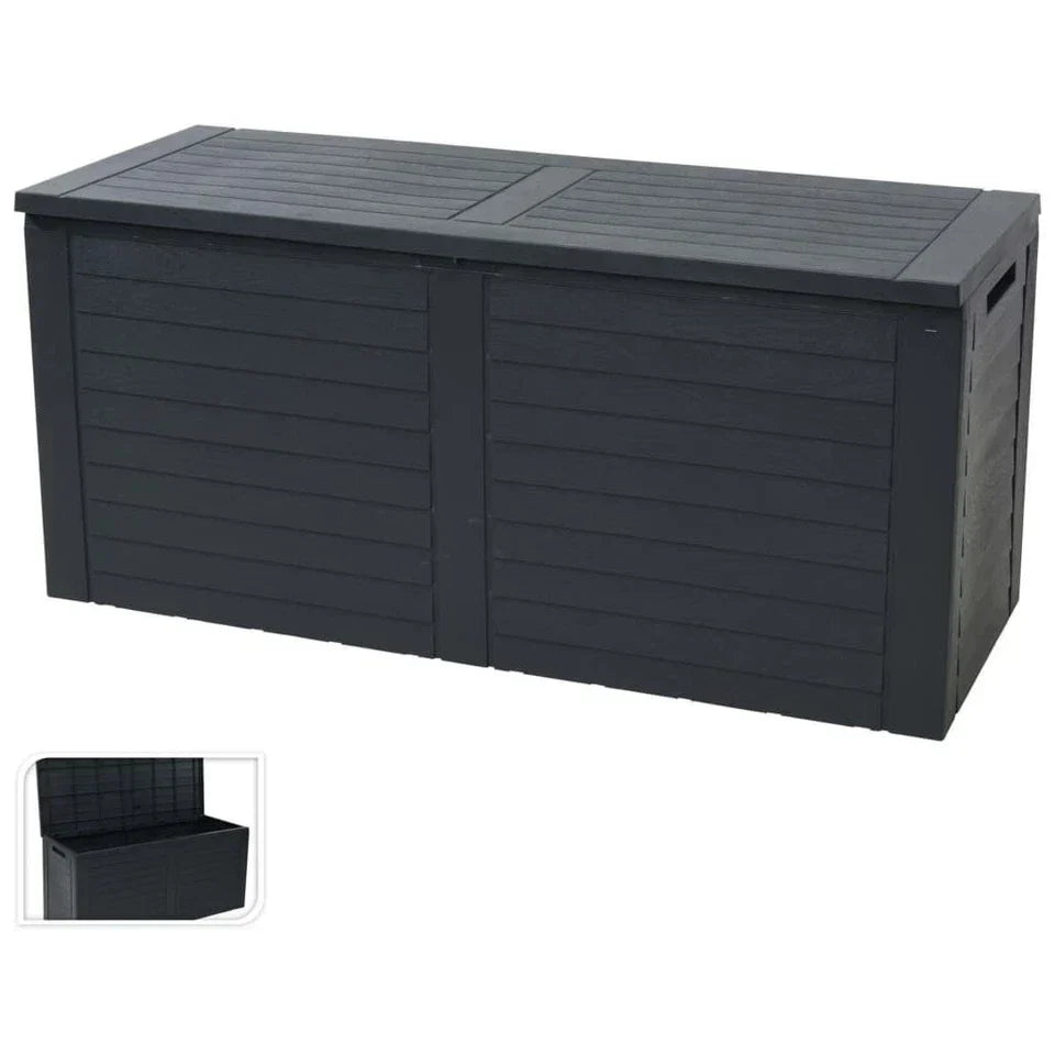 240L Large Outdoor Storage Box Garden Patio Plastic Chest Lid Container — on a clean white background