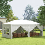 3x6m Popup Garden Heavy Duty Gazebo Marquee Party Tent Canopy with 6 Side Walls — White — product view