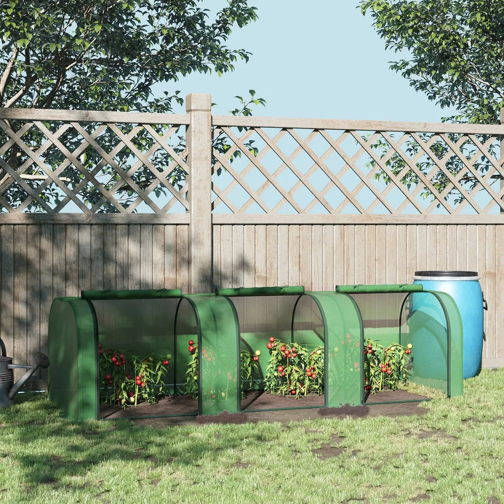 Tunnel Greenhouse Steel Frame for Garden w/ Zipper Doors — Green — product view