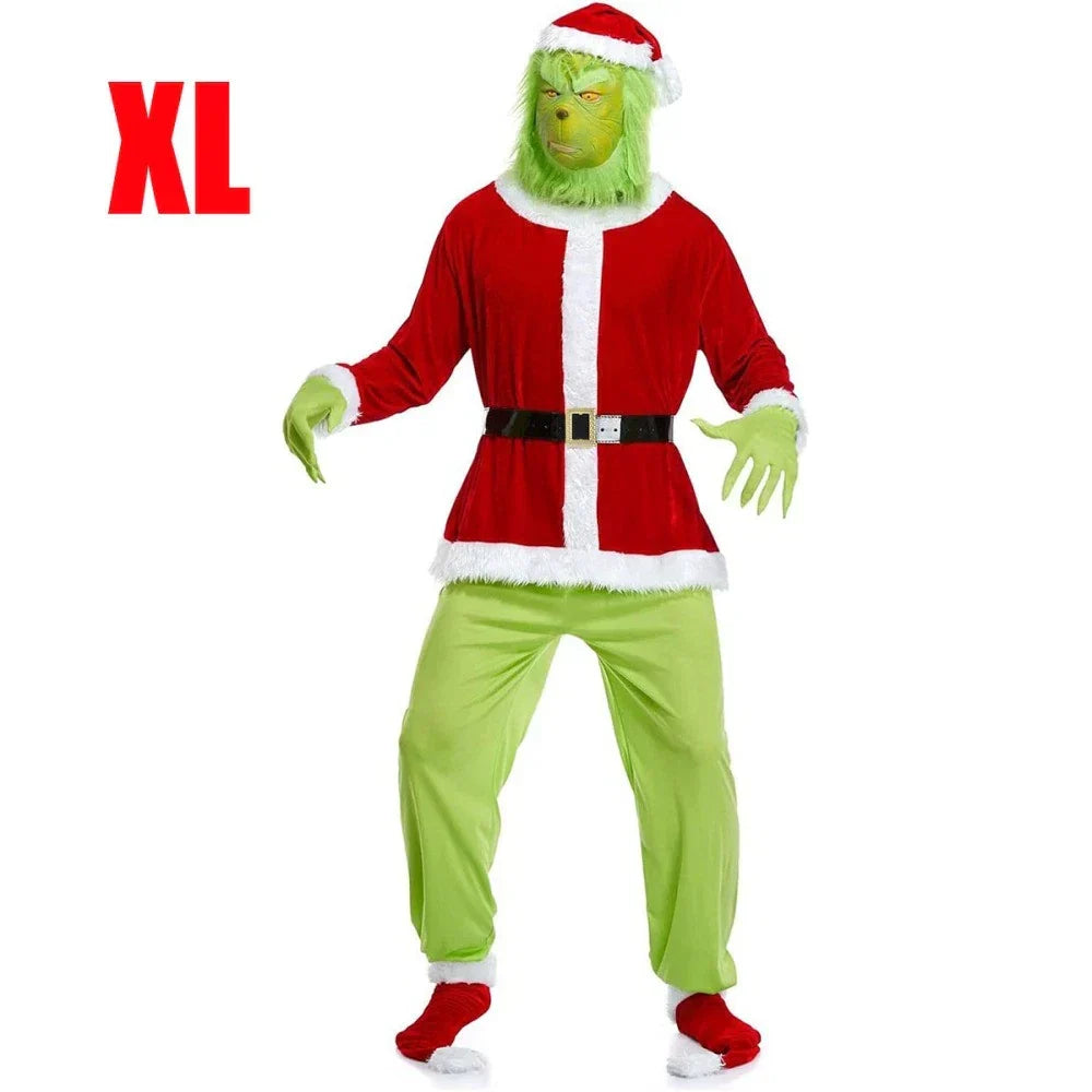 Adult Santa Grinch Costume Xmas Cosplay Men Christmas Santa Fancy Dress Full Set — alternate product view 12