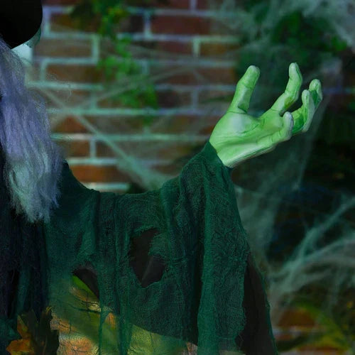 6ft Animated Halloween Witch Prop Outdoor Decoration with Glowing Eyes & Hear — alternate product view 4