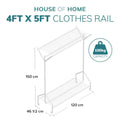 Mobile Clothes Rail with Top & Shoe Shelves — 4 ft, 5 ft & 6 ft — 4 ft / 120 cm wide — on a clean white background