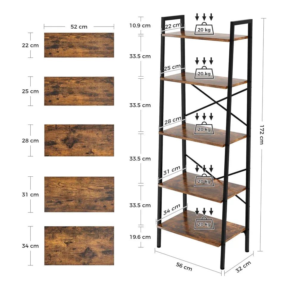 Ladder Shelf Bookcase Tier Display Storage Shelving Unit Stand Wall Rack — alternate product view 7