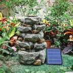 Solar Powered Cascading Stones Fountain LED Water Feature Garden Statues Pump — alternate product view 3