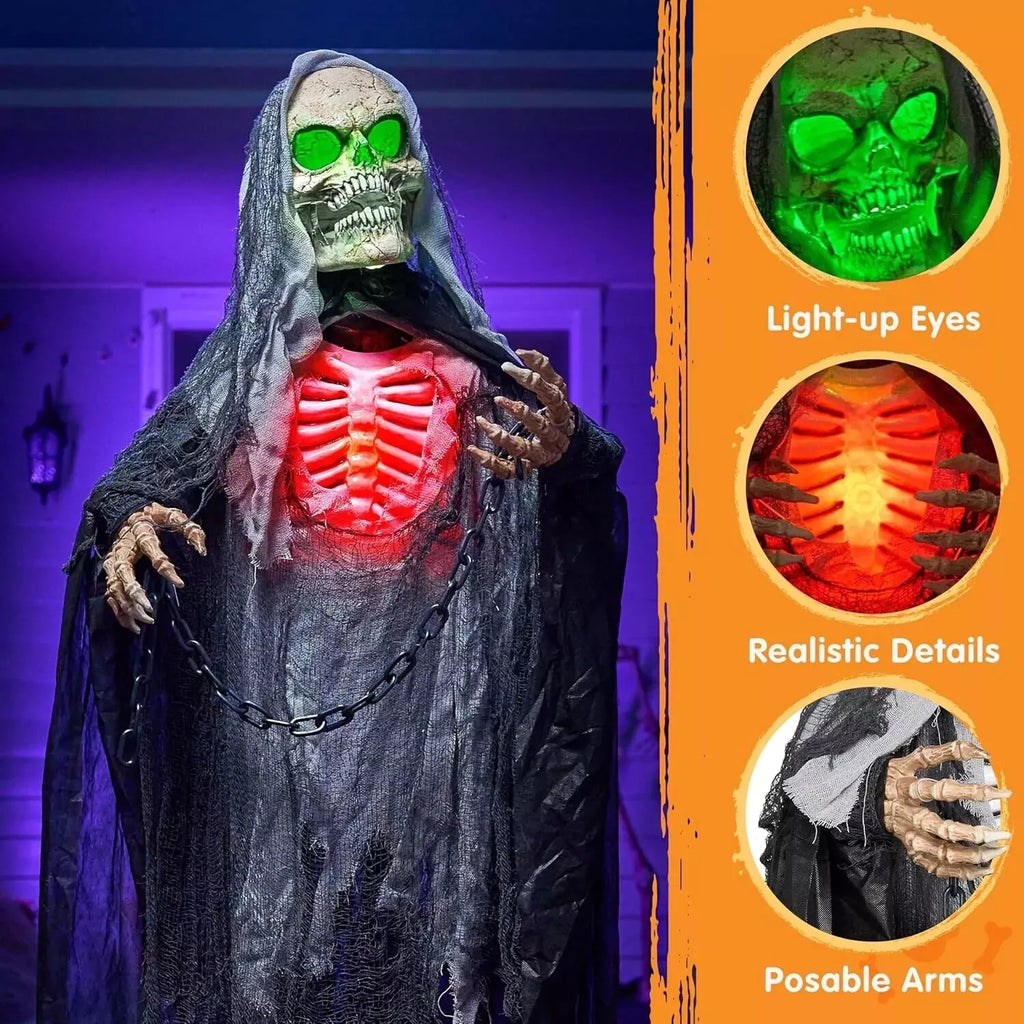 65" Halloween Animatronics Standing Grim Reaper Decoration with Breastbone, Life — alternate product view 5