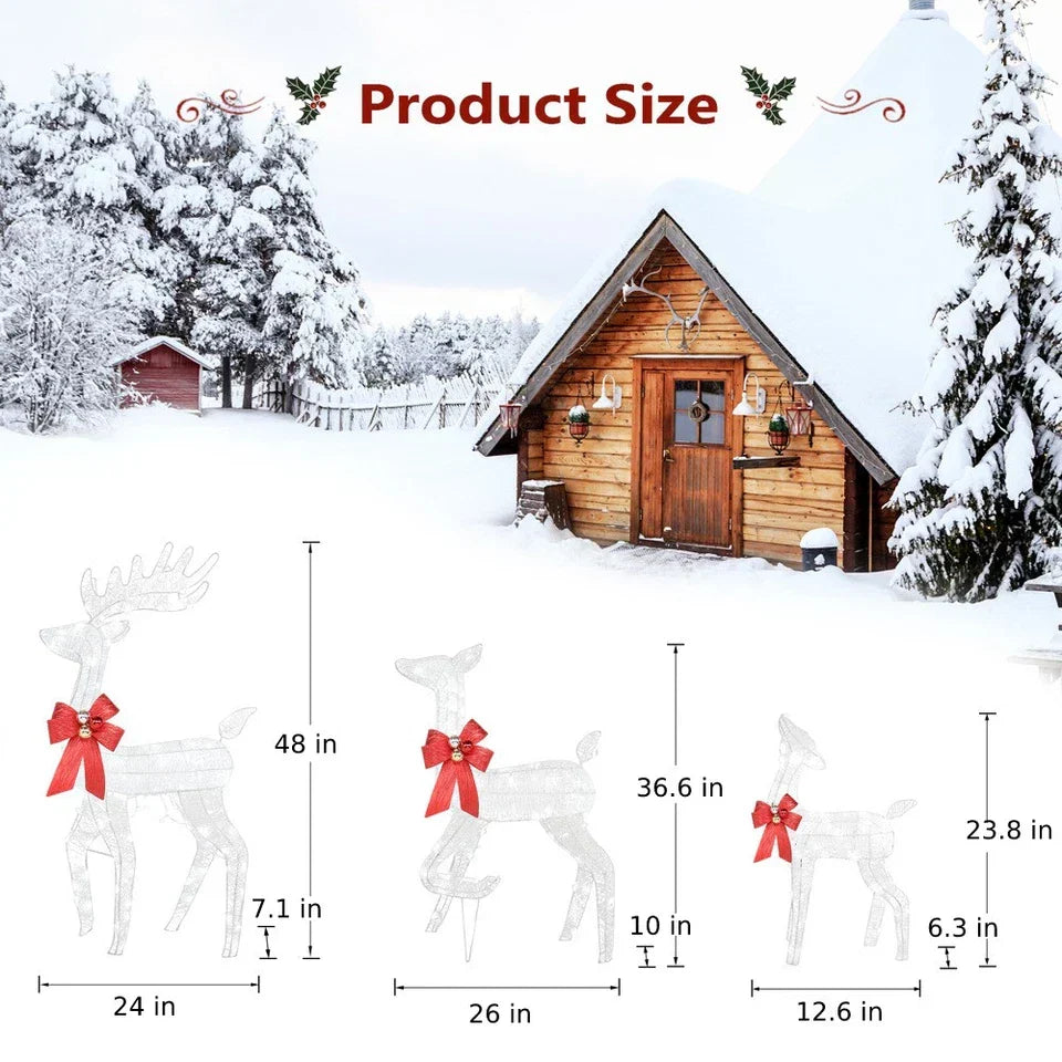 Set of 3 Light Up Reindeer Family Outdoor Christmas Decoration White Wire LED — alternate product view 7