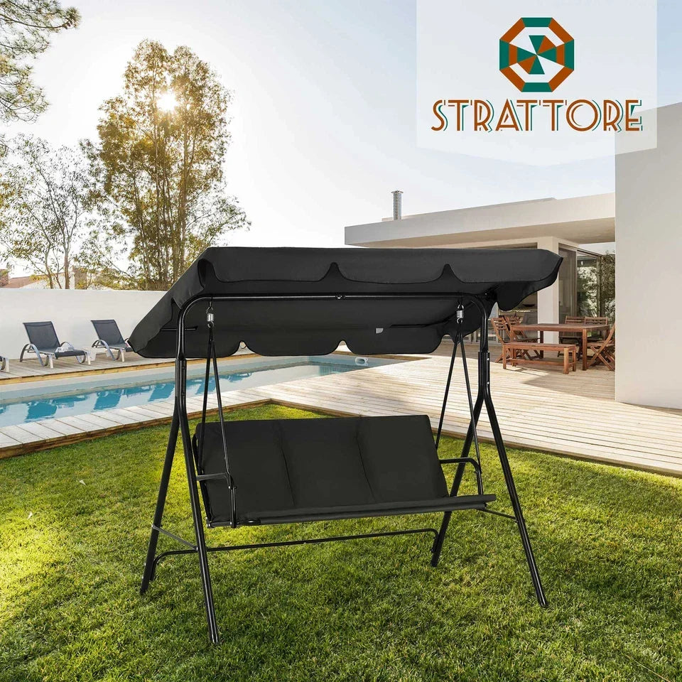 Garden Hammock Swing Chair 3 Seater Bench Canopy Patio Cushion Outdoor Strattore — alternate product view 5