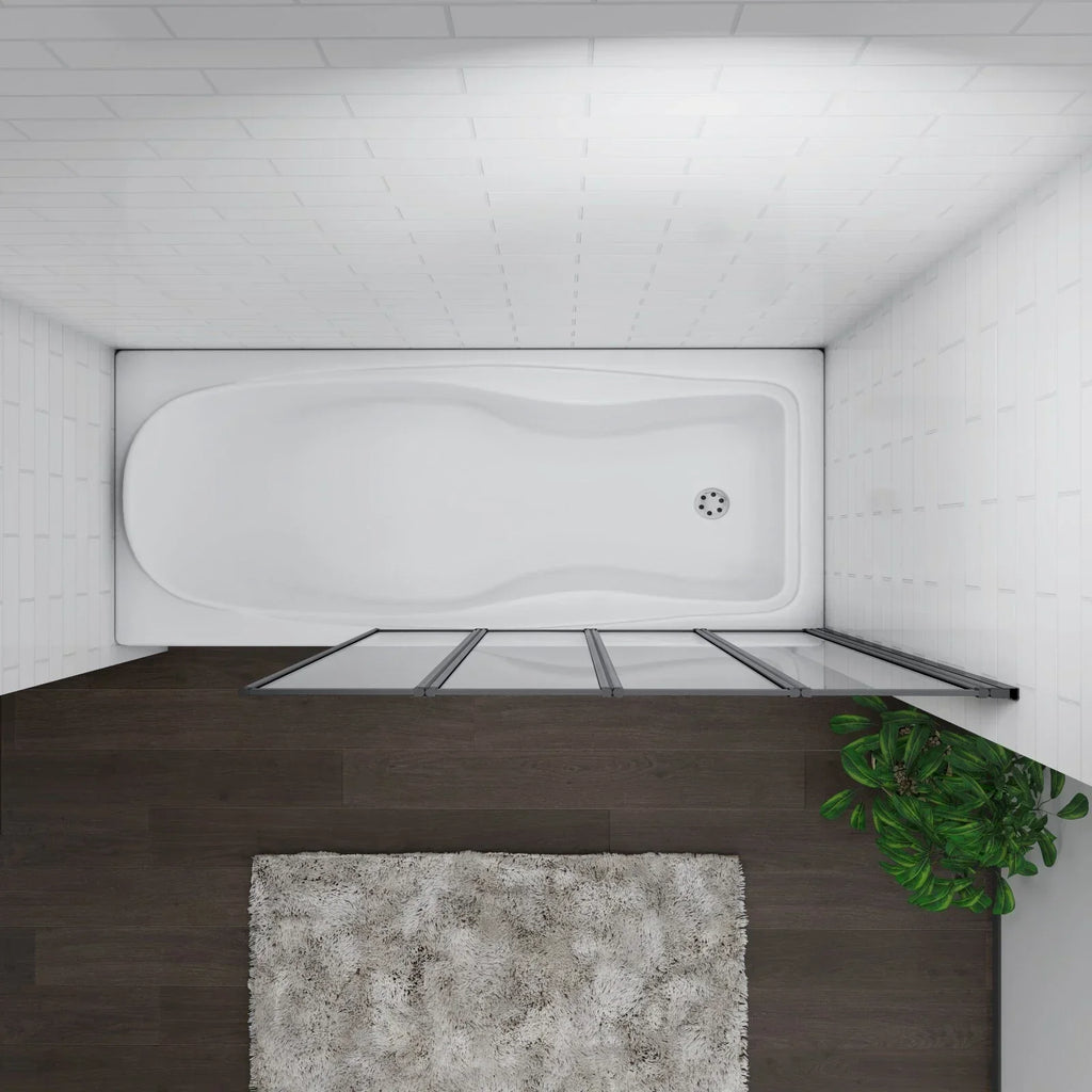 Matt Black 4 Fold Folding Bath Screen Shower Bathroom 4mm Glass Panel 900x1400 — alternate product view 6