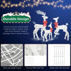 Set of 3 Light Up Reindeer Family Outdoor Christmas Decoration White Wire LED — alternate product view 5