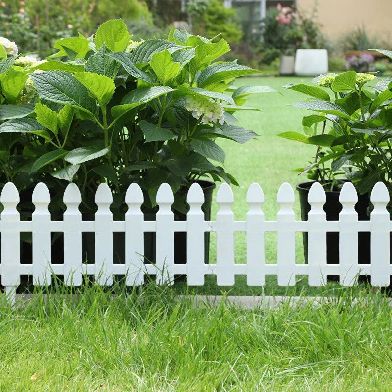 4,8,12 PCS White Plastic Picket Fencing Wooden Effect Lawn Border Edge Garden Edging — alternate product view 7