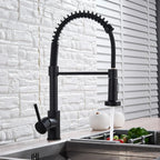 Matt Black Monobloc Kitchen Sink Mixer Tap with Pull Out Hose Spray Single Lever — alternate product view 9