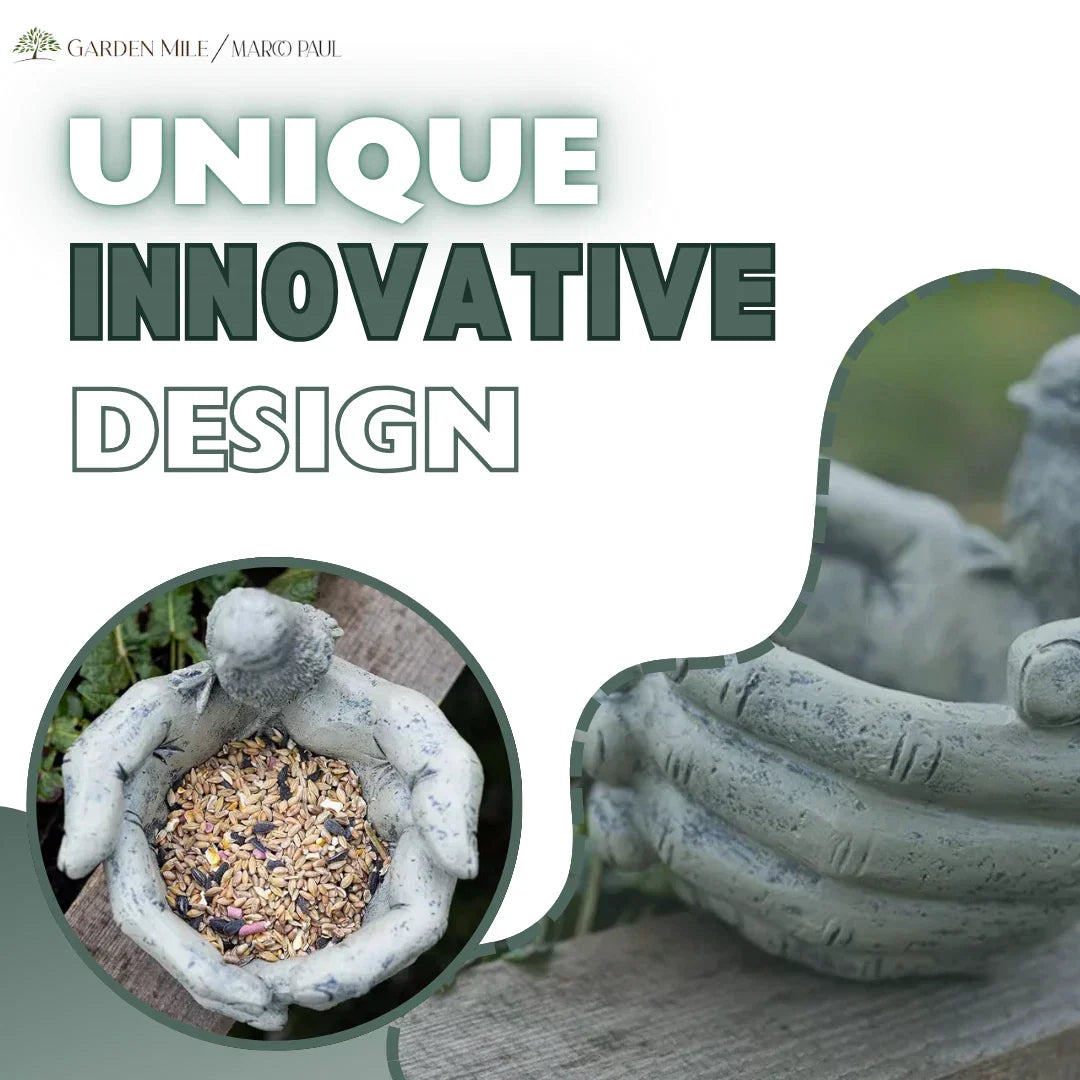 Bird Feeder Stone Effect Bath Garden Decor Hands Ornament Feeding Station Water — alternate product view 6
