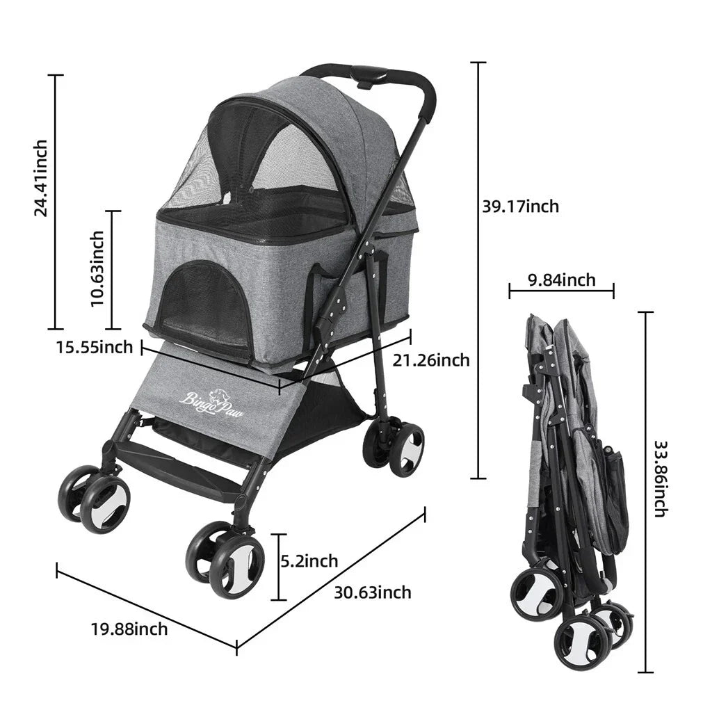 XXL Pet Stroller Pram Dog Carrier Trailer Stroller Travel Walk Carrier Load 30kg — on a clean white background