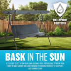 3 Seater Garden Swing Chair Seat Hammock Swinging Metal Terrace Canopy Bench — alternate product view 3