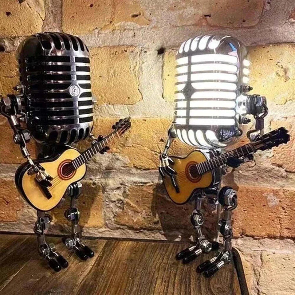 Retro Microphone Robot Desk Lamp LED Table Light Steampunk Ornament Decor Gifts — alternate product view 2