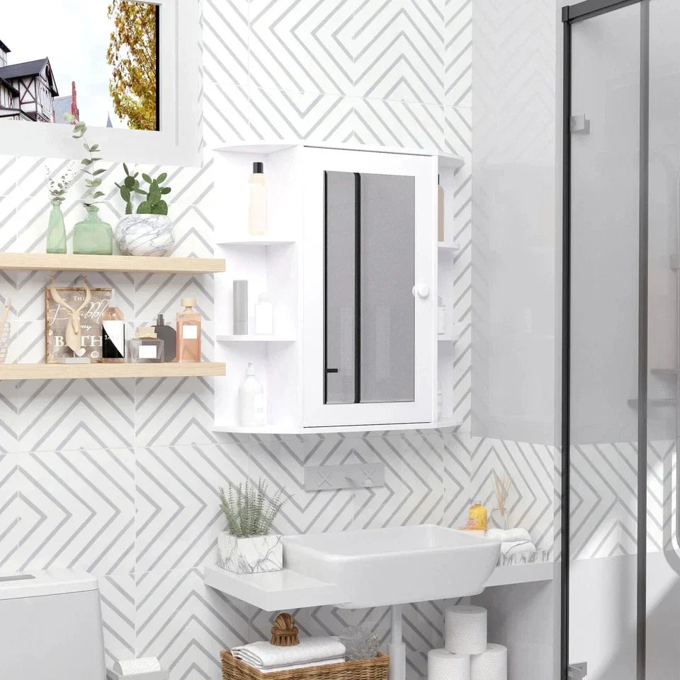 Wall Mounted Bathroom Cabinet with Mirror Single Door Storage Shelves — alternate product view 4