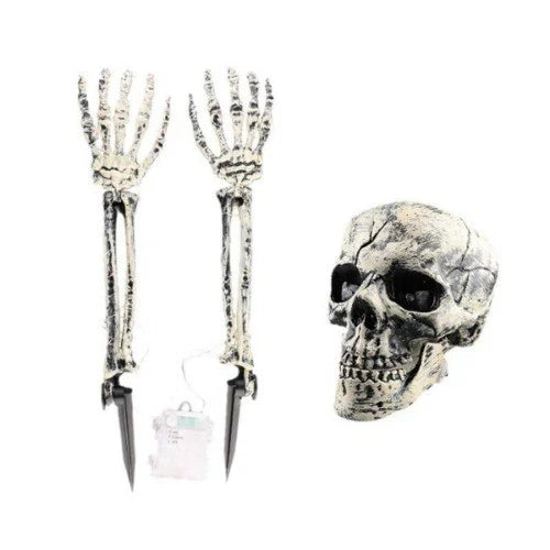 Skeleton Bones Prop Ground Breaking Scary Halloween Decoration Human Skull Party — on a clean white background
