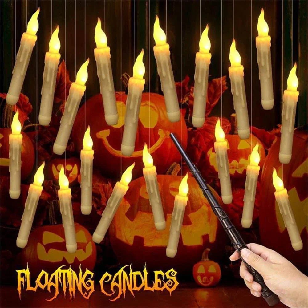 12PCS Floating Candles Halloween Hanging Harry Potter LED Candles Warm White — main product view