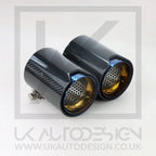 2 x BMW M135i/M140i/M235i/M240i MP Blue Carbon Fibre Exhaust Tip F20/F21/F22/F23 — alternate product view 3