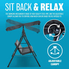 3 Seater Garden Swing Chair Seat Hammock Swinging Metal Terrace Canopy Bench — alternate product view 7