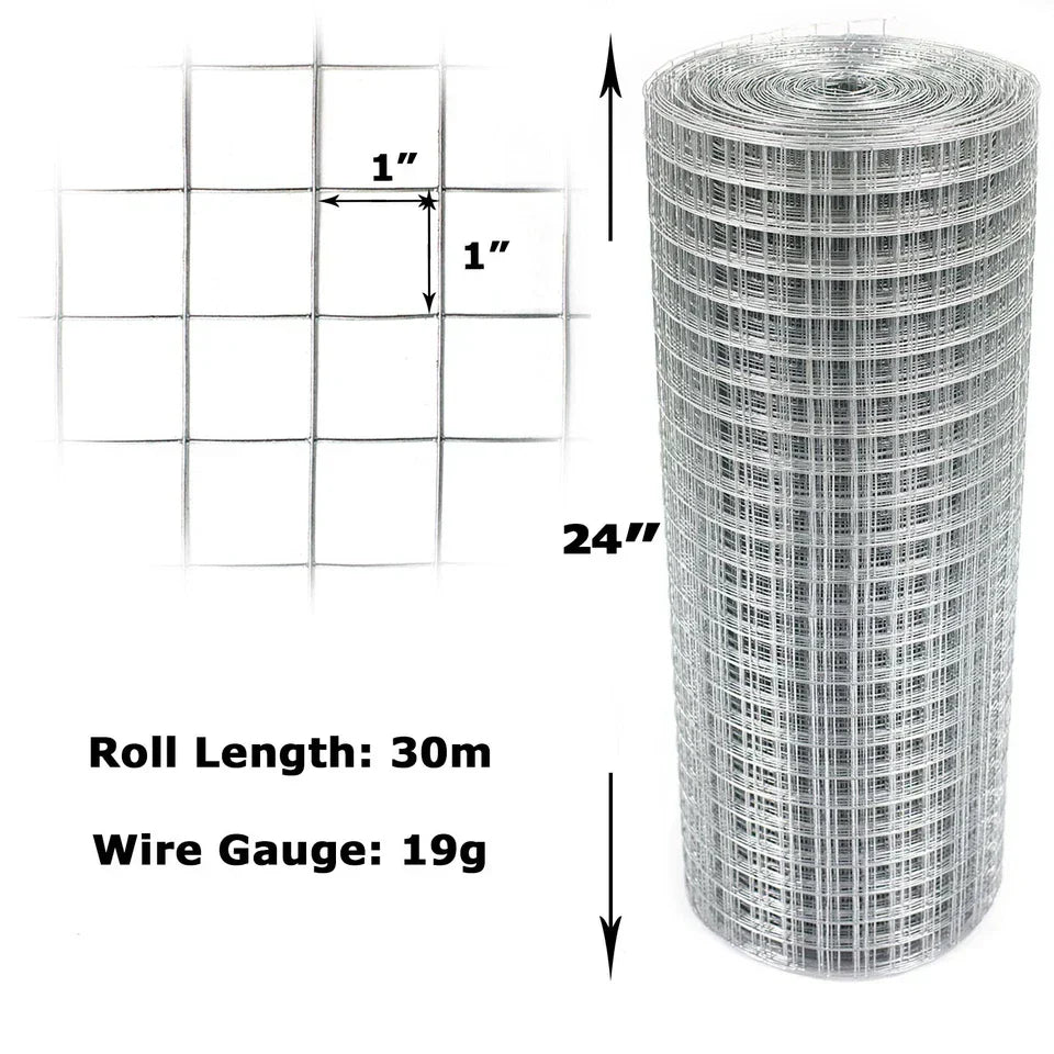 Galvanised Welded Wire Mesh 1"x1" Fence Aviary Rabbit Hutch Chicken Run Coop Pet — alternate product view 6