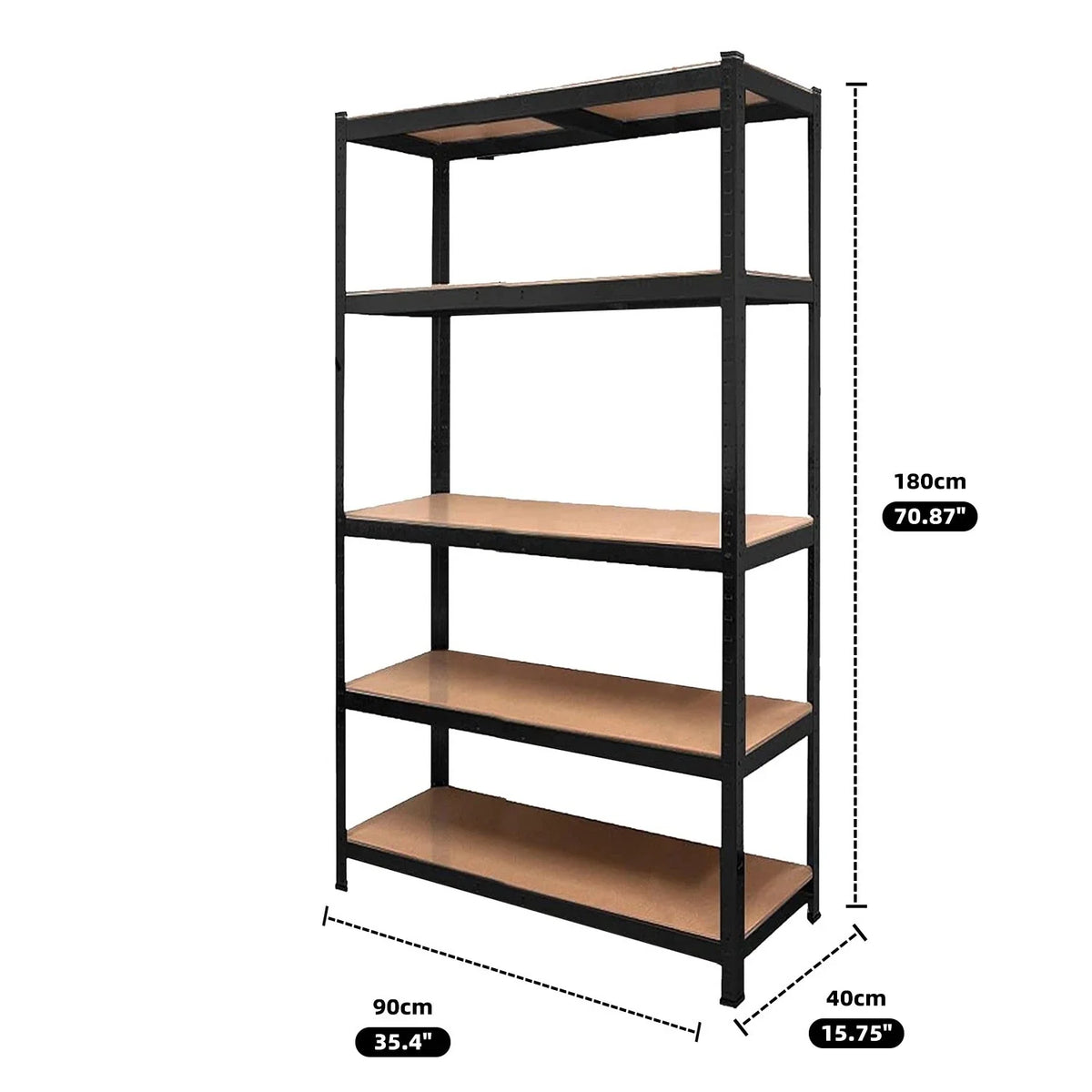 1.8M Warehouse Rack Storage Heavy Duty Steel — 90cm（L） x 40cm（W） x 180cm（H） — on a clean white background