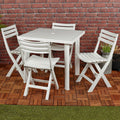 5PCs White Plastic Garden Dining Table with Chairs Set Patio Deck Outdoor Furniture — alternate product view 2