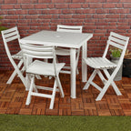 5PCs White Plastic Garden Dining Table with Chairs Set Patio Deck Outdoor Furniture — alternate product view 2