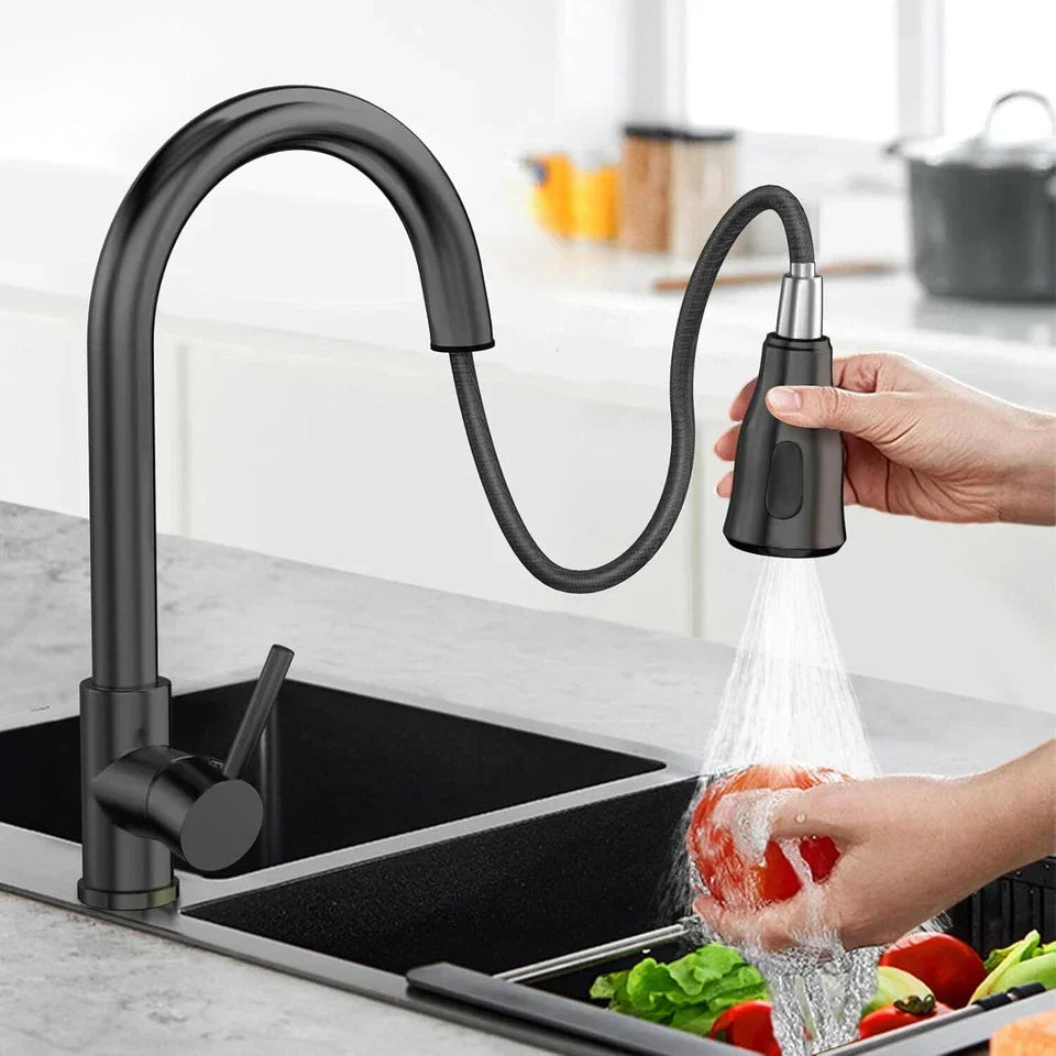 360° Kitchen Sink Mixer Taps Pull Out Spout Spray Single Lever Modern — alternate product view 4