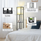 Floor Lamp Free Standing Wood 3-Tier Storage Shelf Reading Bedroom Living Room — alternate product view 4