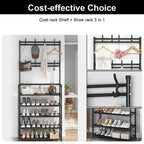 8 Hooks Coat and Hat Stand Metal + Plastic Shoe Rack Bedroom Shelf Hanger — alternate product view 10