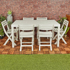 White Garden Plastic Patio Dining Large Table & Folding Chairs Outdoor Furniture — alternate product view 3