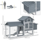PawHut Chicken Coop Hen Cage Small Animal Hutch Nesting Box Outdoor Run Grey — alternate product view 4