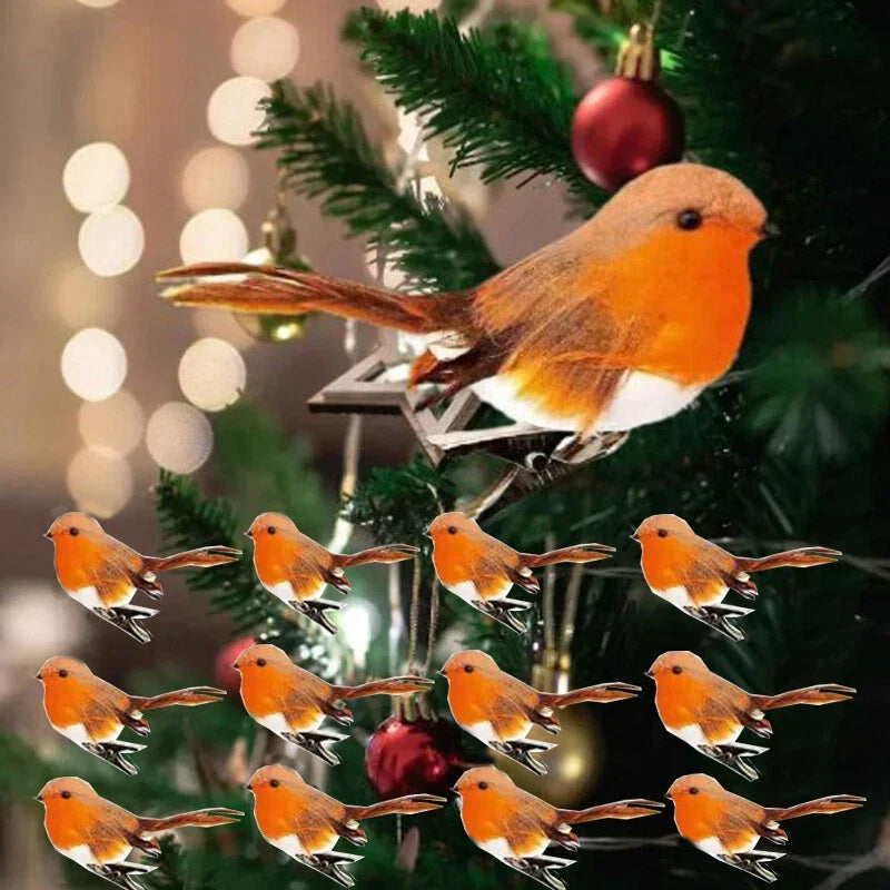 6/12x Clip On Christmas Robins Cute Festive Xmas Tree Bird Decoration Ornament — main product view