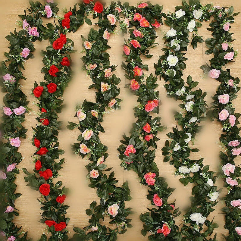 2.5m Artificial Flower Silk Rose Leaf Garland Vine Ivy Home Wedding Garden — main product view