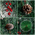 9ft Christmas Garland Snow Flocked With Lights Pinecones Berries Wreath Bushy — alternate product view 4