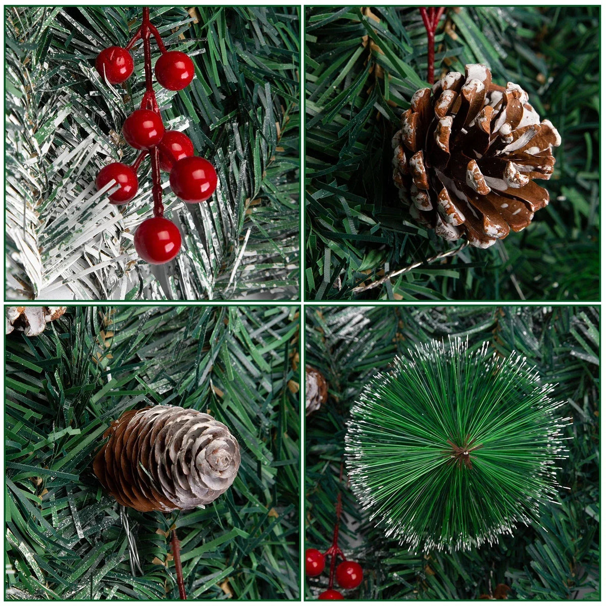 9ft Christmas Garland Snow Flocked With Lights Pinecones Berries Wreath Bushy — alternate product view 4