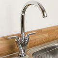Modern Kitchen Mixer Tap Dual Lever Swivel Spout Mono Chrome Sink Taps Faucet — main product view