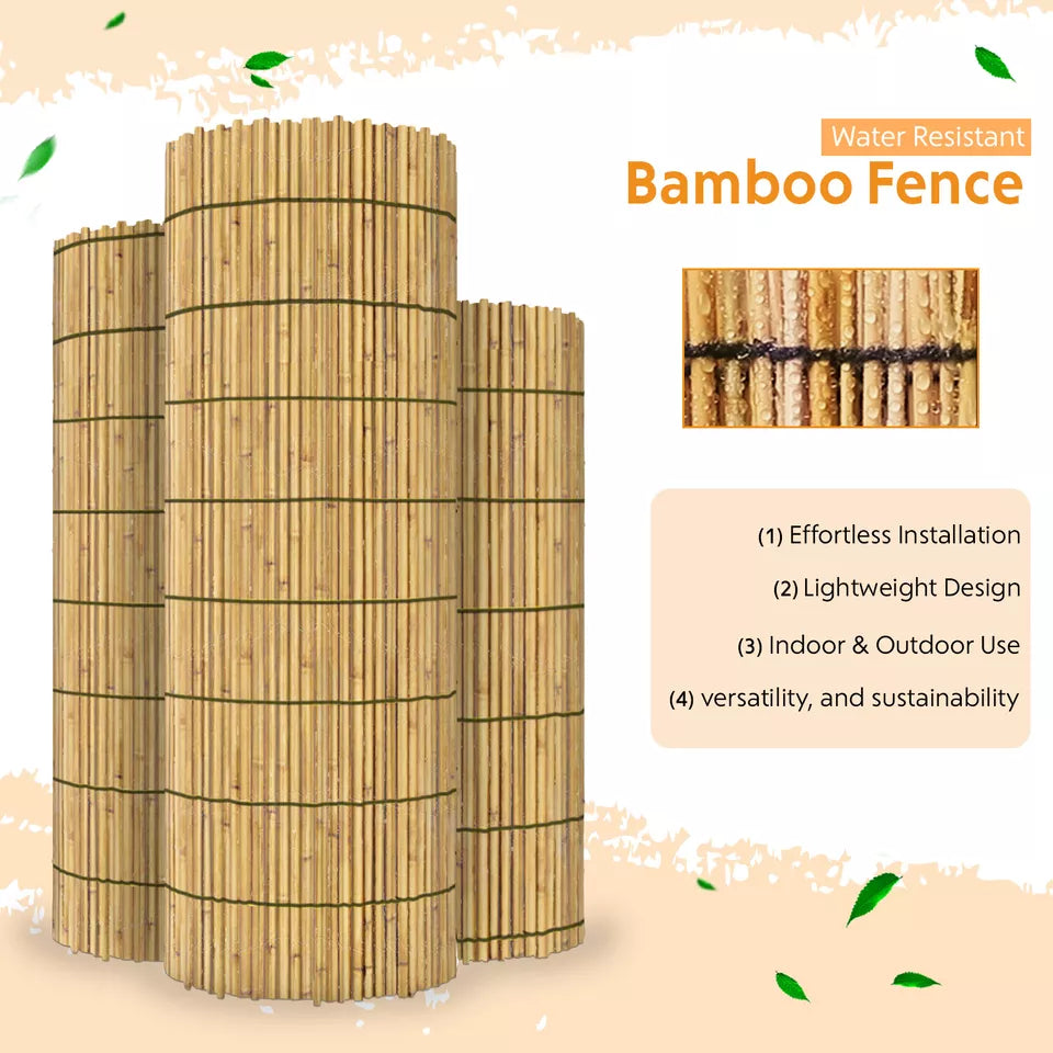 Bamboo Slat Fence Screen Roll Screening Fencing Privacy Sun Panel Garden Outdoor — alternate product view 4