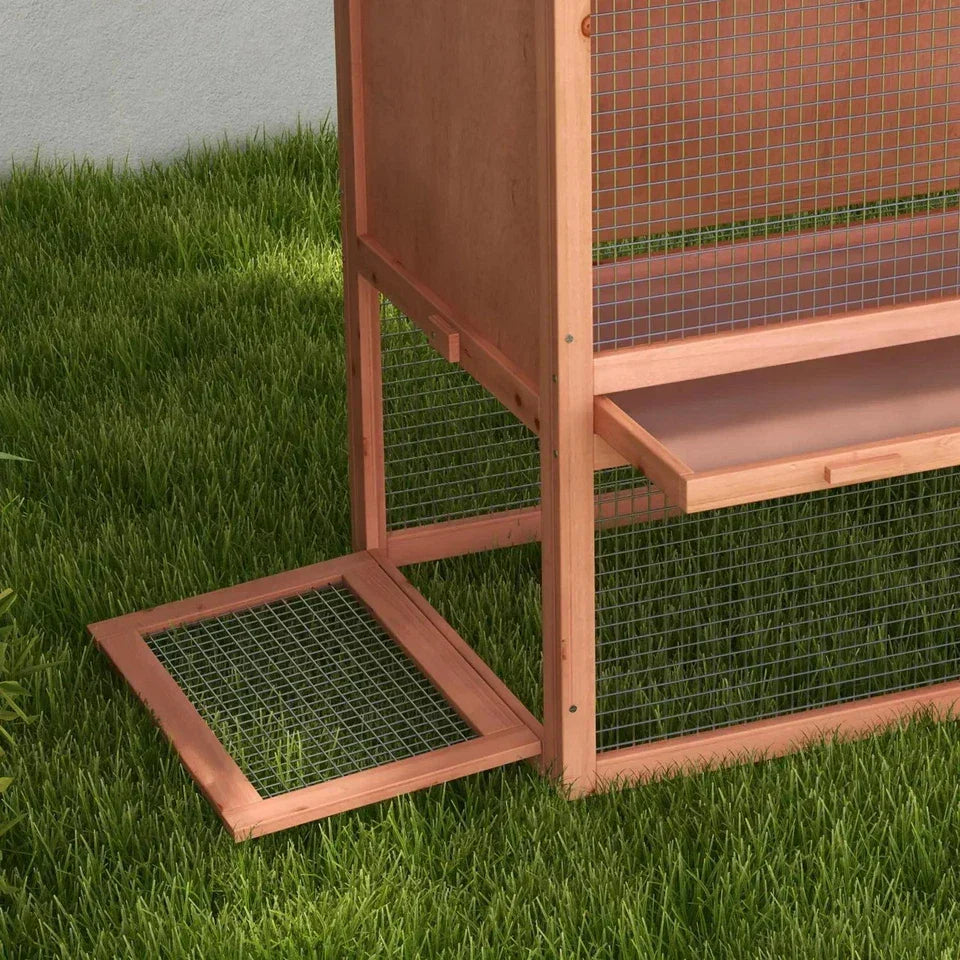 Pawhut Wood Rabbit,Bunny, Pig Hutch Water Resistant w/ Ramp Outdoor Use — alternate product view 6