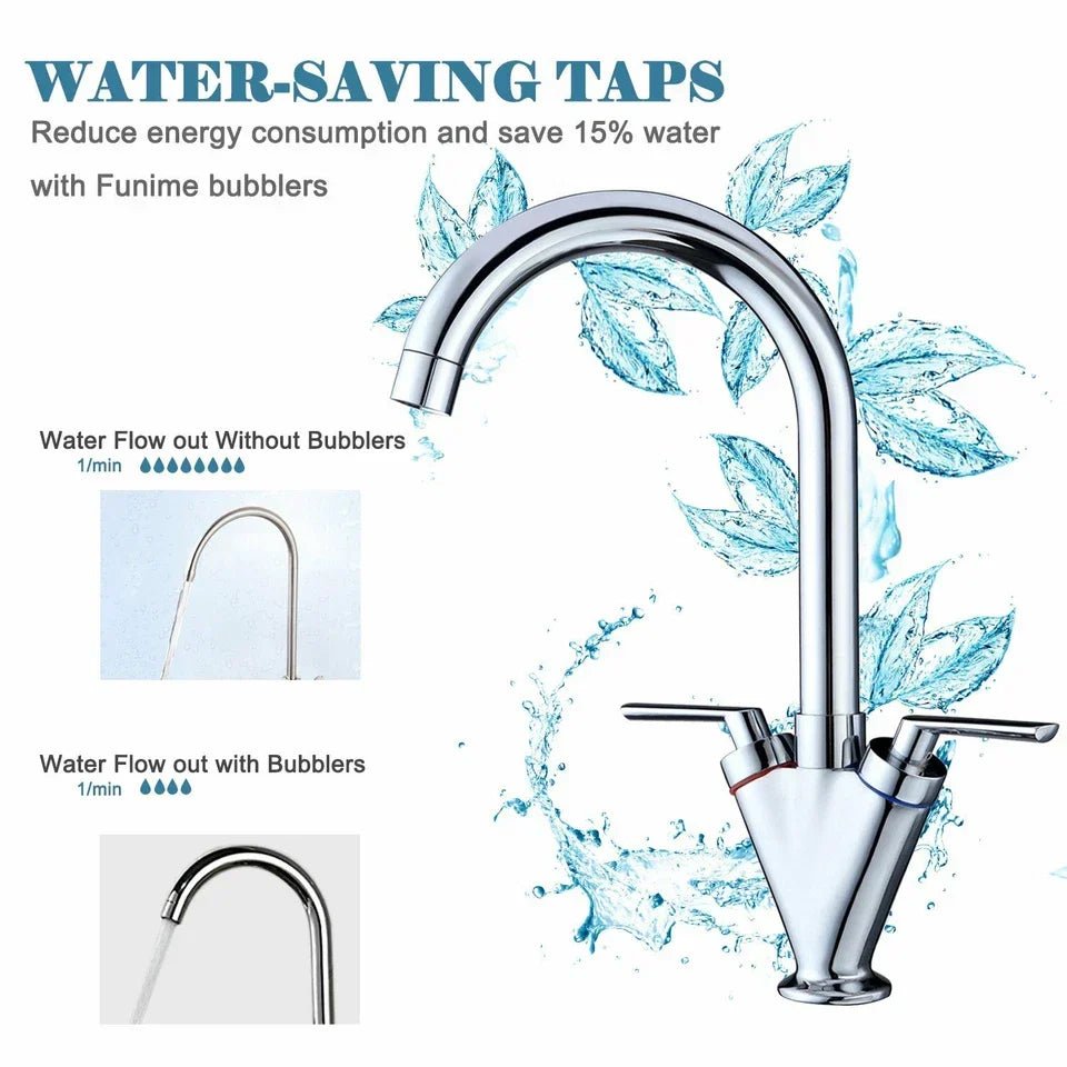 Modern Kitchen Mixer Tap Dual Lever Swivel Spout Mono Chrome Sink Taps Faucet — alternate product view 8