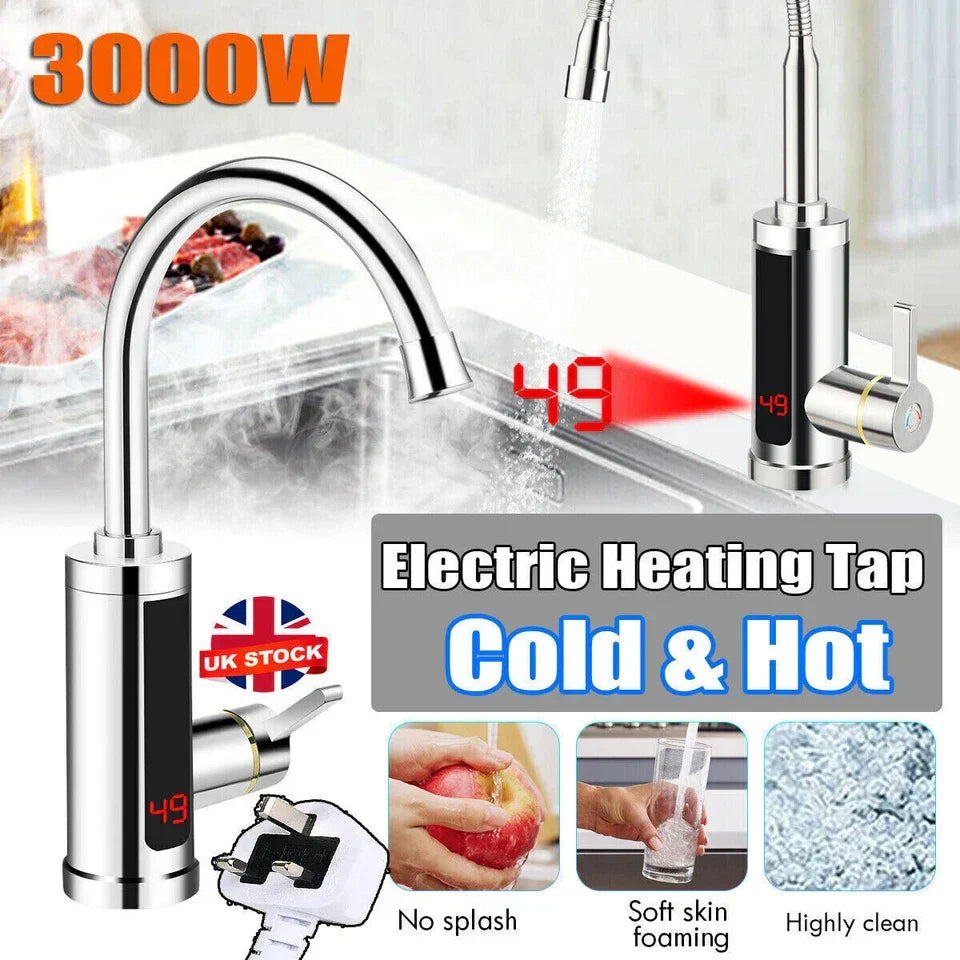 Electric Heating Tap Kitchen Bathroom Fast Instant Hot Water Heater Faucet UK — alternate product view 2