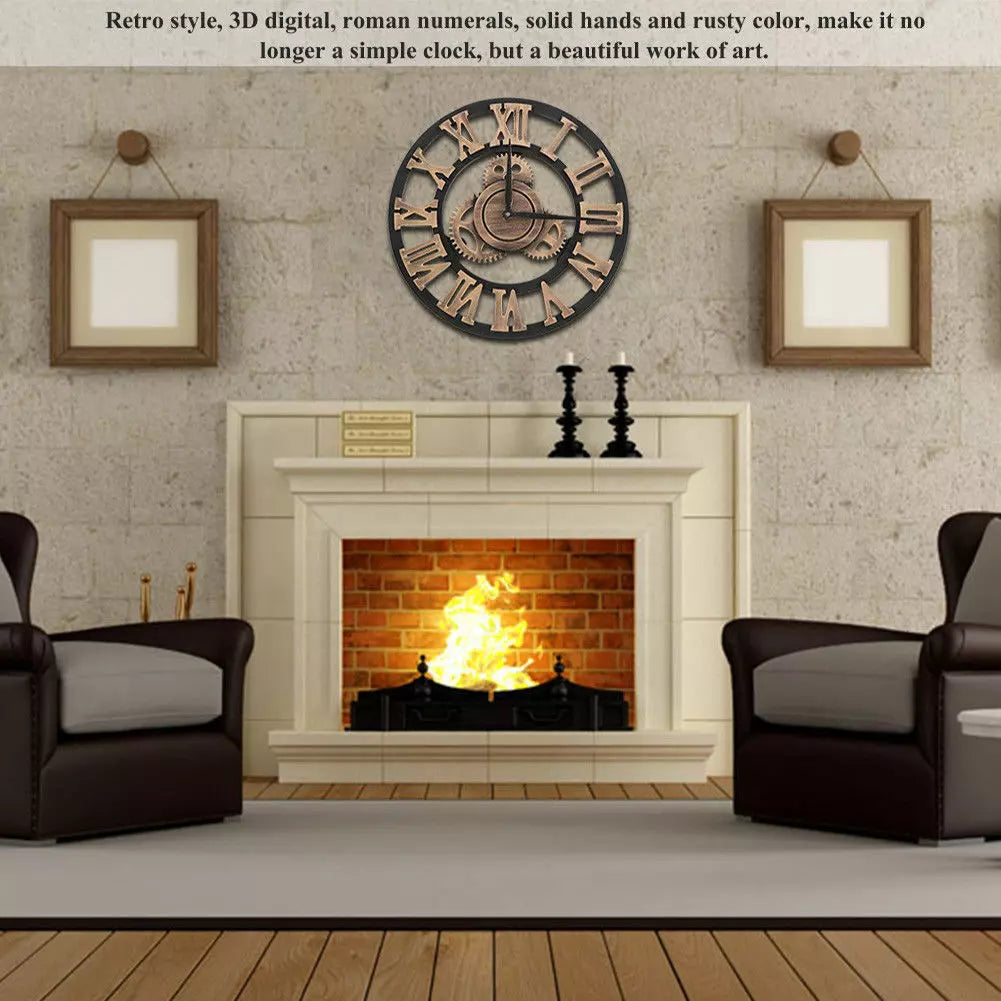 60cm Extra Large Roman Numerals Skeleton Wall Clock Giant Big Open Face Round UK — alternate product view 6