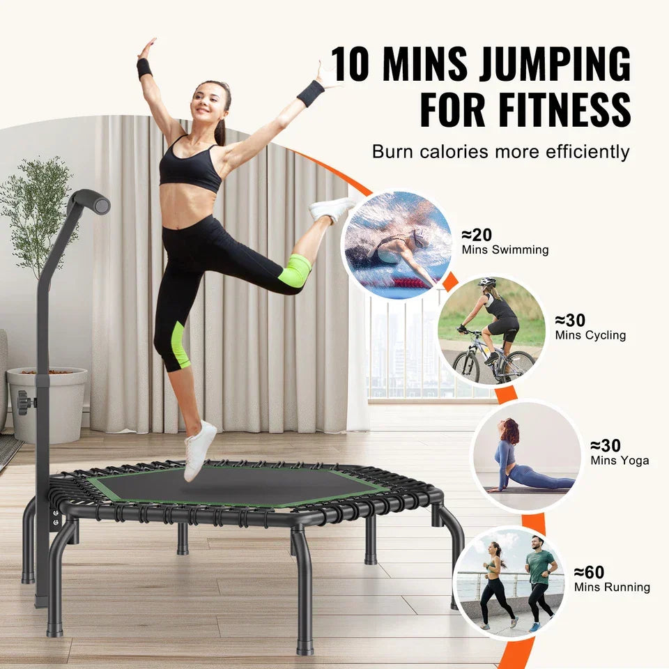 54.5" Mini Fitness Trampoline Adults Indoor Exercise Rebounder with Handle — alternate product view 6